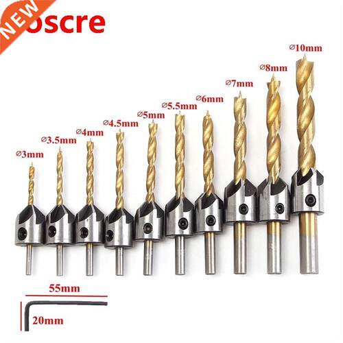 -10mm HSS 5 Flute Countersink Drill Bit Set Drilling Pilot