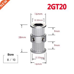 1Pcs GT2 20tooth Timing Pulley Double Round-Headed Synchrono