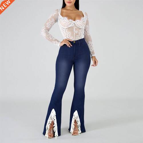 Women's Fashion jeans Button High Waist Slim Band Micro