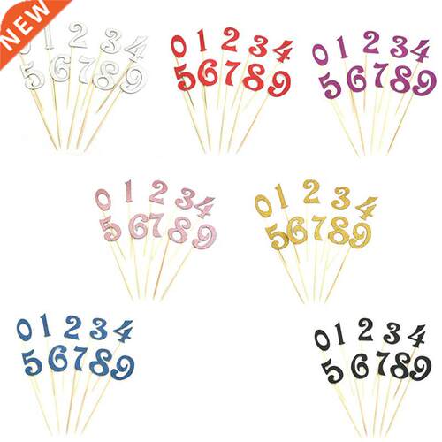 10pcs/set (0-9 Number) Cake Toppers Number Pattern Birtay Ca