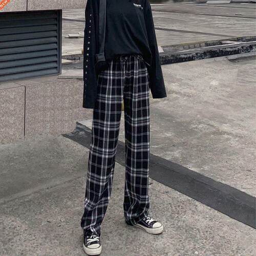 Plaid pants women's summer 2021 new high-waisted loo