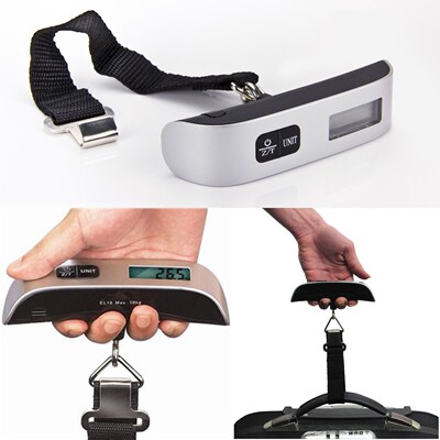 50kg x 50g LCD Handheld Baggage Weight Scale Thermometer