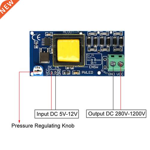 Boost Converter Step Up Module DC 5-12V to DC 280-1200V Adju