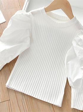 Girls Puff Sleeve T-shirt Spring 2021 New Children's Fas