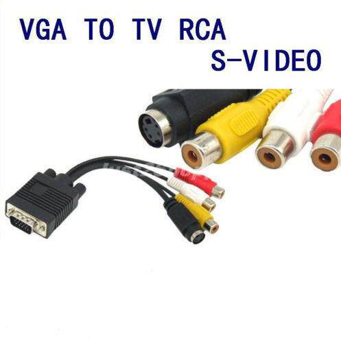 VGA SVGA to 3 RCA Composite S-Video Converter Adapter Cable