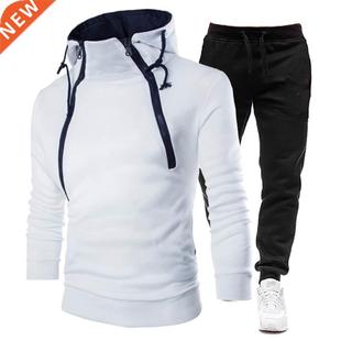 Men's Tracksuit Casual Sweatshirt Sets Double Zipper Hoo