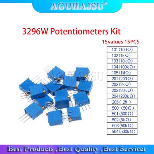 15values 15PCS 3296W Potentiometers Kit 3296W-1-103LF 101 10