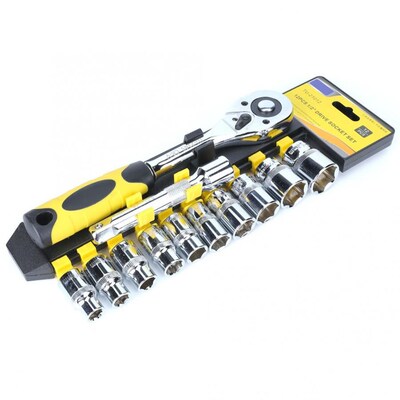 12pcs 1/2 Inch Ratchet Wrench Socket Set Quick Release 45 Te