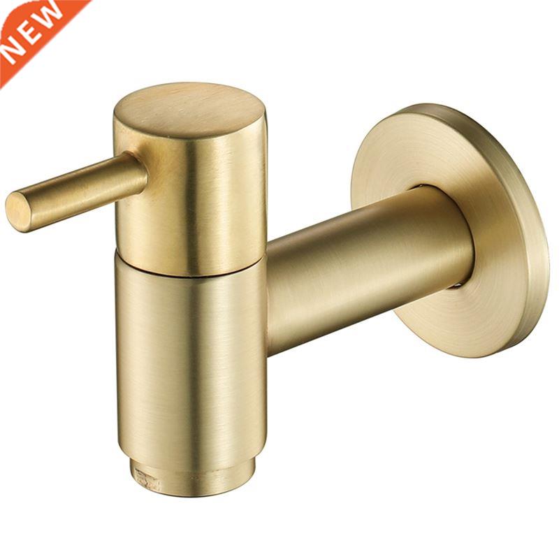 Brushed Gold Round Copper Wall Mounted Washing Machine Tap M