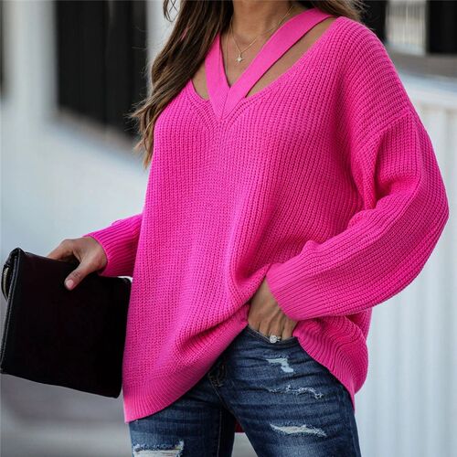 Fitshinling V Neck Casual Women Pulovers Sweaters Boho Holid