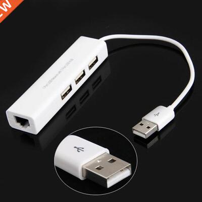 USB to RJ45 Lan Card Ethernet Network Cable+3 Port Hub for W