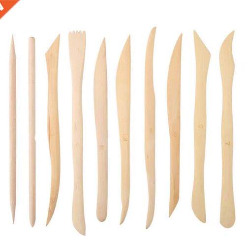 10pcs/set Wooden Clay Carving Modeling Tool  Pottery Scu
