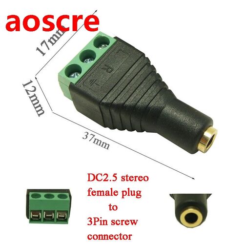 10pcs high quality  2.5mm  Stereo Female Plug To 3pin Screw