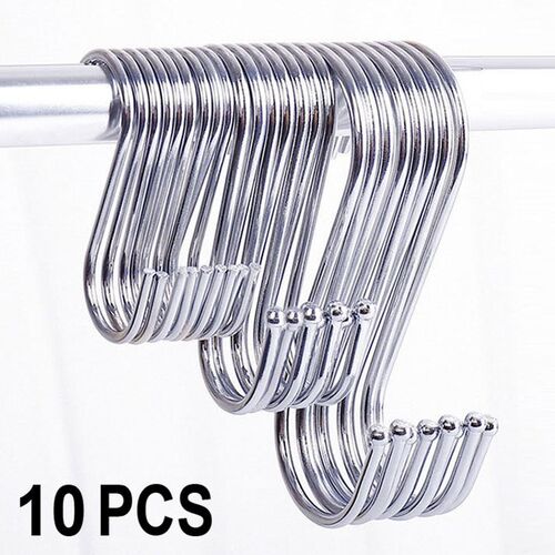10pcs Stainless Steel S-Shape Hook Kitchen Bedroom