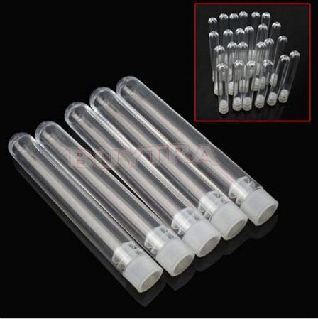 10 Pcs Clear Plastc Test Tube Wth Cap 12x100mm -sd Bot