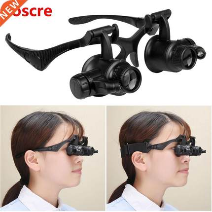 LED Light Magnifier Glasses 2.5X/4X/6X/8X/10X/15X/20X/25 Len