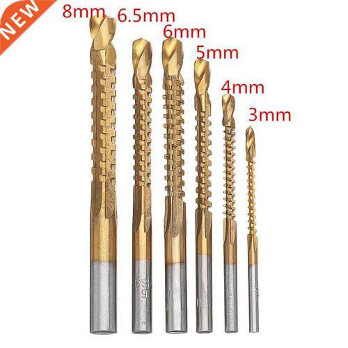 6Pcs 3-8mm HSS Titanium Coated Drill Bit Set Spiral Screw Me
