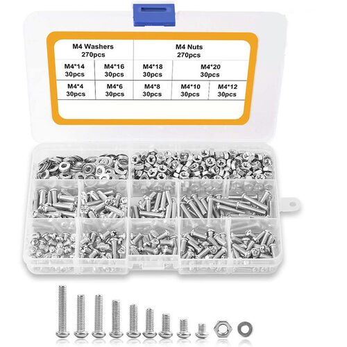 810Pcs Screw Assortment Kit 304 Stainless Steel Phillips Pan