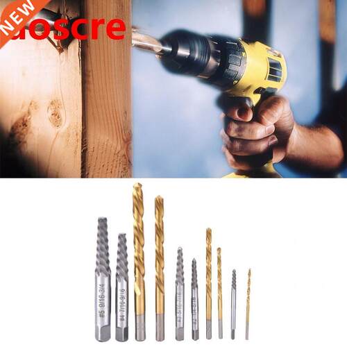 10 Pcs Drill Bit Screw Extractor Set Left Hand Titanium Plat