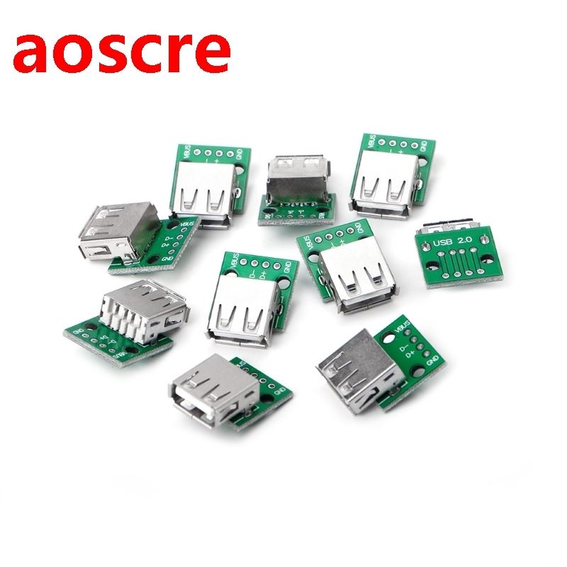 10 Pcs USB 2.0 Female Socket to DIP 4P Adapter Connector 2.5