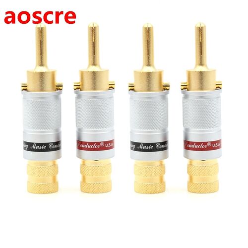 4Pcs CMC Lockable banana plug speaker cable plug hifi Screw