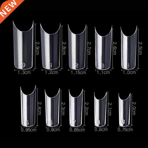 Nil Tips 500 pcs C Curved Fke Nil Trnsprent Nturl Whi