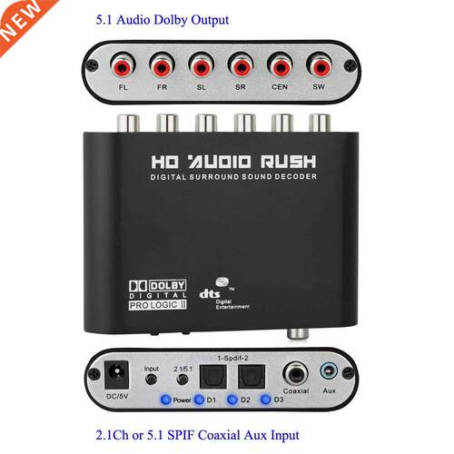 Digital 5.1 EU Audio Decoder Dolby Dts/Ac-3 Optical To 5.1-C