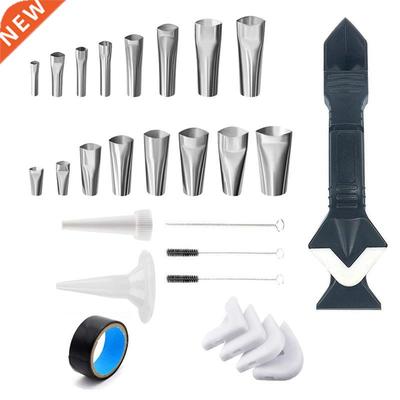 27PCS Caulking Finisher Kit Stainless Steel Caulk Nozzle App