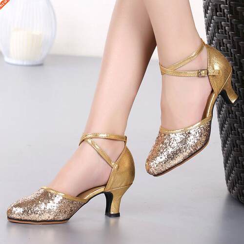 Gold High-heel Glitter Lady Latin Dance Shoes Women's Ba