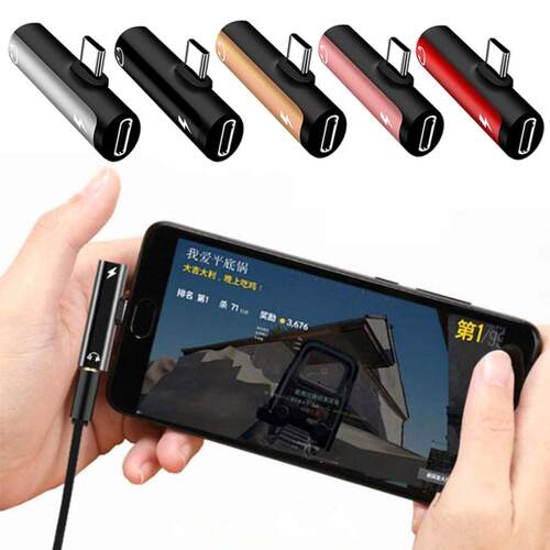 2 In 1 Earphone Audio Transfer USB Type C To 3.5mm Audio Au