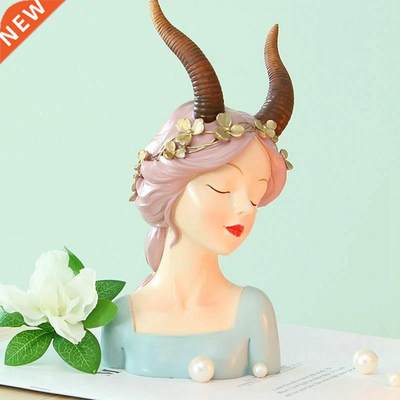 Resin Nordic Beast Ear Girl Sculpture Alices Figurine Cartoo