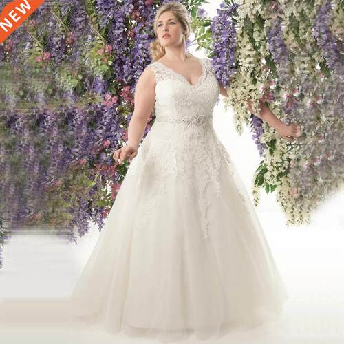 Elegant V-neck Plus Size Wedding Dresses Vestidos de Noivas