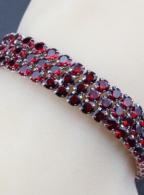 Silver 925 AAA+ Quality Red Garnet Bridal Jewelry Link Chain