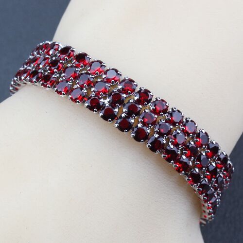 Silver 925 AAA+ Quality Red Garnet Bridal Jewelry Link Chain