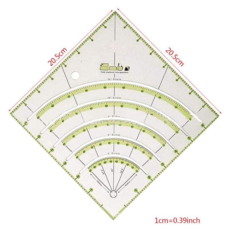 Arcs & Fans Quilt Circle Cutter Ruler,Multifunctional Arc Cu