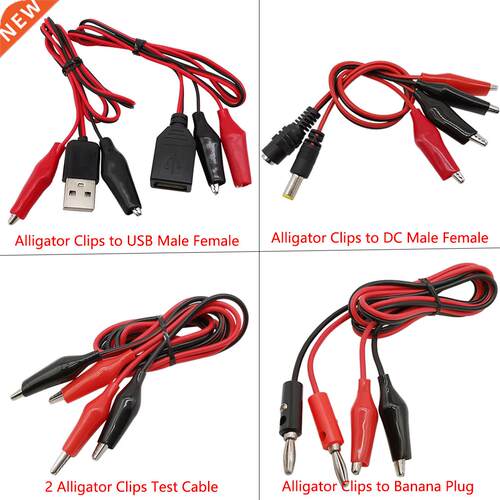 Alligator Cilps to USB/Banana Plug Test Cable Lead Jumper Wi