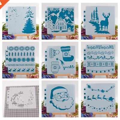 9Pcs Portable 3-ring Loose-leaf Christmas Painting Spraying