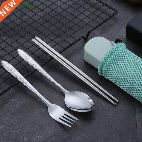 Stainless Steel Tableware Set Three-piece Portable Chopstick