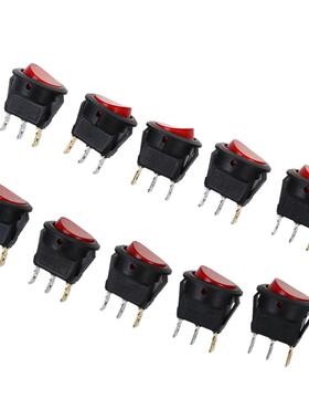 10pcs Red Light ON-OFF SPST Round Rocker Switch 6A/250V 10A/