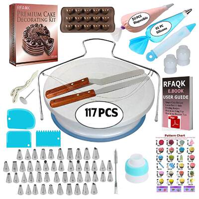 117pcs Cake Turntable Cake Decorating Tools Kit Rotary Table