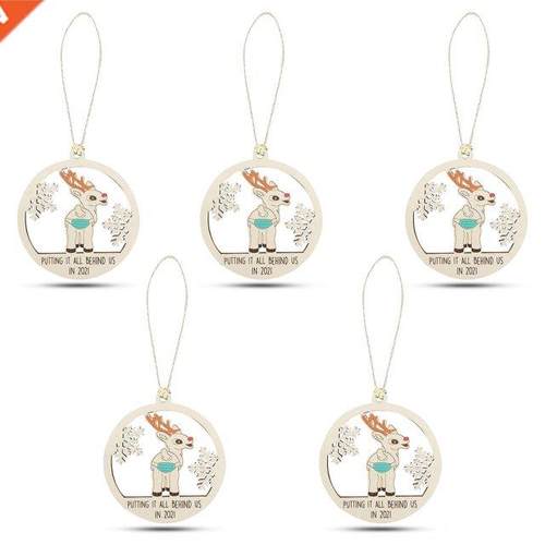 5Pcs Christmas Hanging Ornament Xmas Tree Wooden Pendant Hom