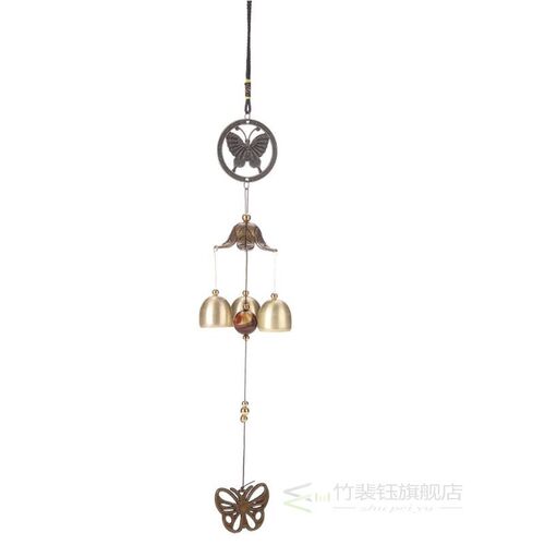3 Copper Bells Wind Chimes Holiday Ornats 43cm Living Yard D