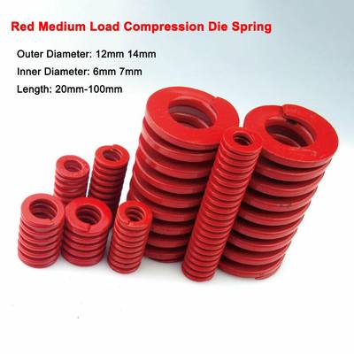 2Pcs Red Medium Load Spring Spiral Stamping Compression Moul