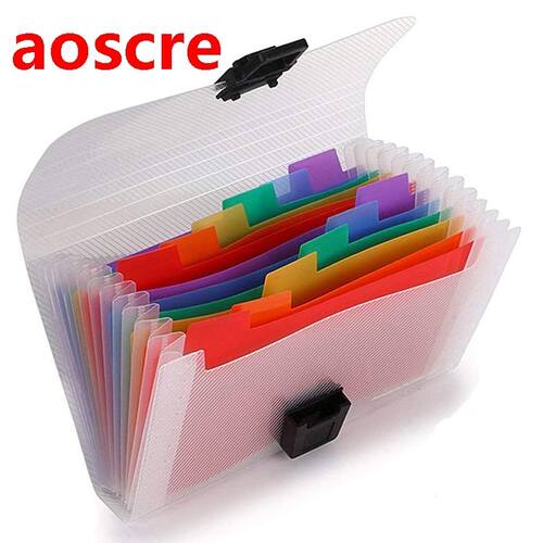 13 Pockets Mini File Folders Expandable Rainbow Multi-Layer
