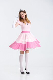 Deluxe Adult Princess Peach Costume Women Princess plus size