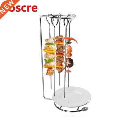 Portable Stainless Steel BBQ Skewers Needle Rack Grill Holde