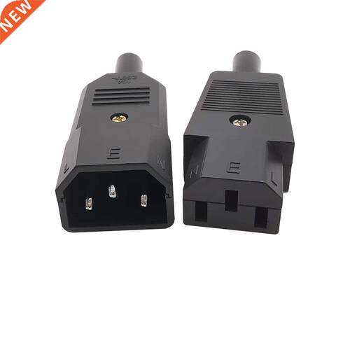 Black IEC20 C14 Male Plug & C1 Female Jack AC 250V 1