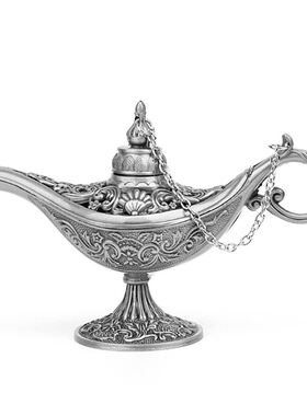 1PC Hollow Cved Aladdin Genie Oil Lamp Zinc Alloy Metal No