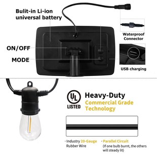 Solar Light Outdoors Street Garland Garden Light S14 Bulbs S