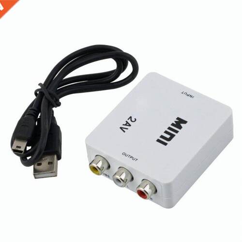 to RCA to AV 1080P 3RCA CVBS Vdeo Box audo Converter For